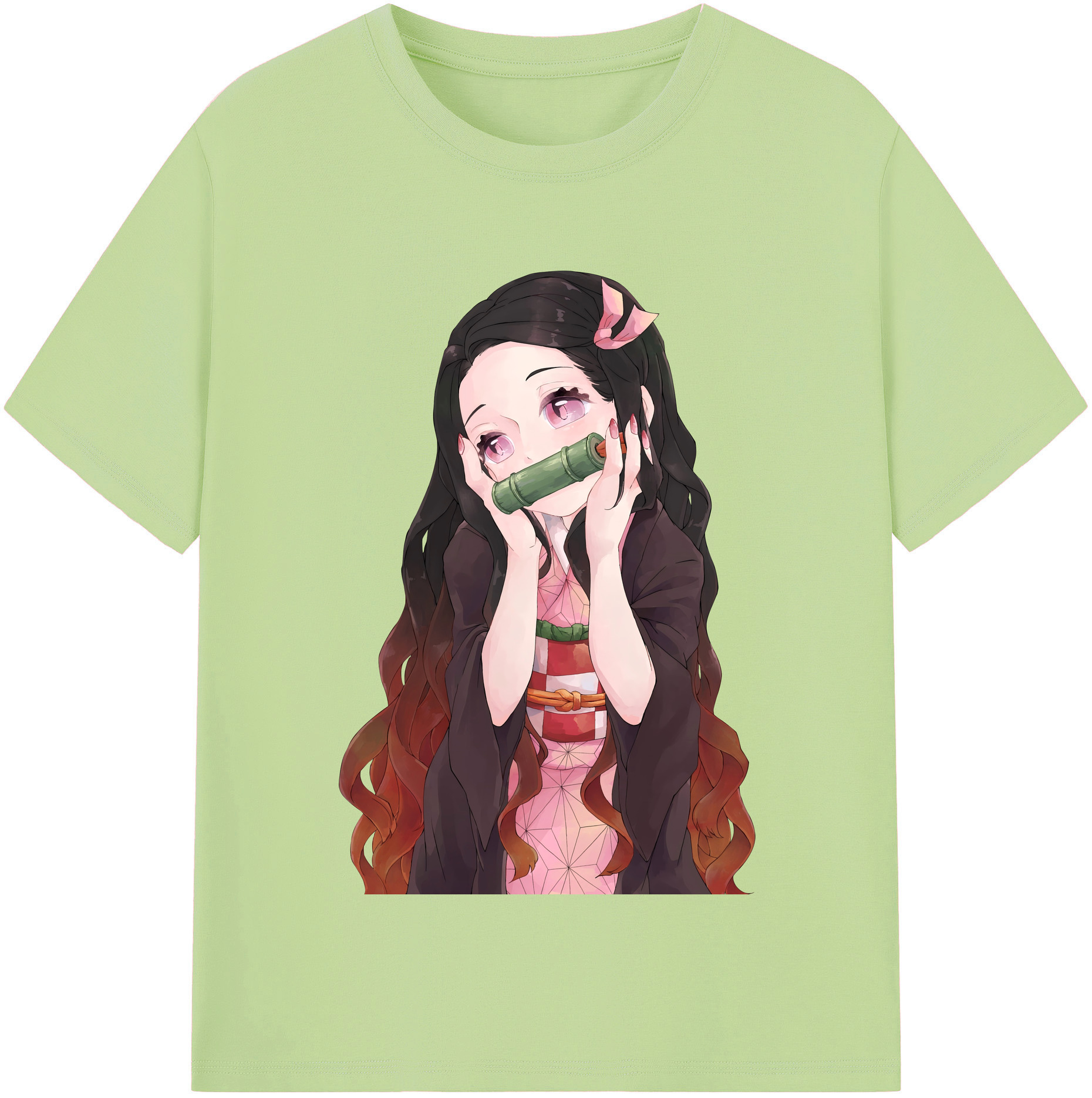 （画像用） 鬼滅の刃（きめつのやいば）竈門 禰󠄀豆子／かまど ねずこ Kamado Nezuko 綿100％半袖Tシャツ（フロントプリント）